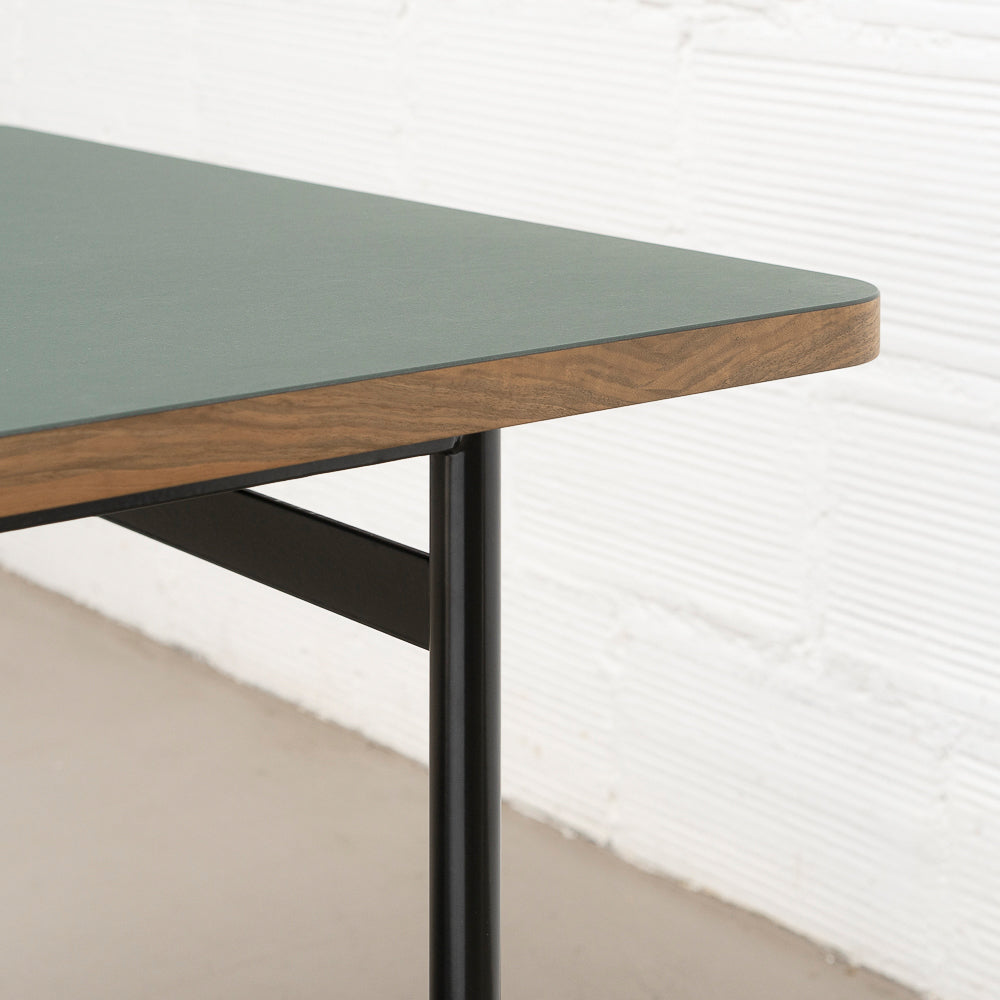 Exhibition model Hugo table linoleum fir green