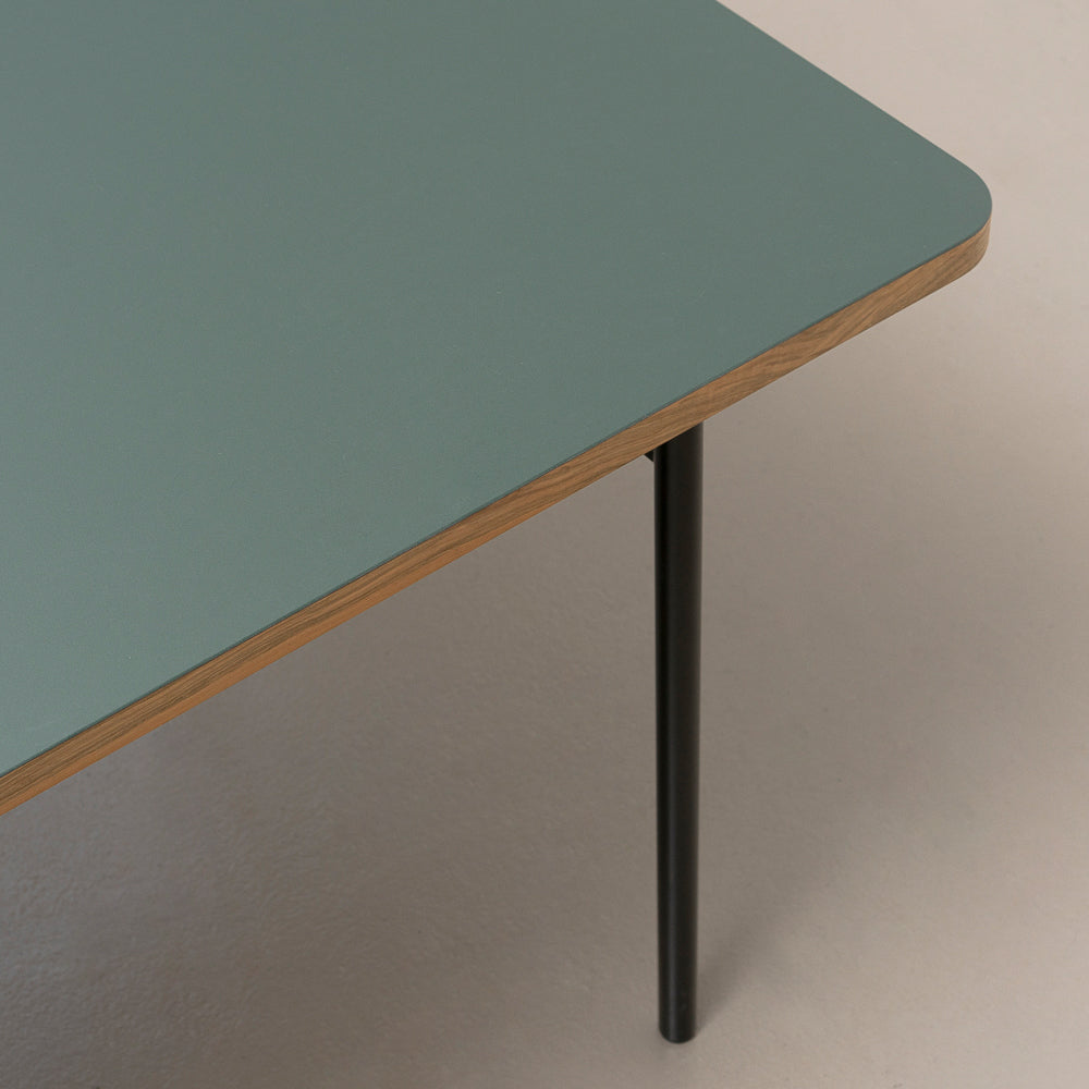 Exhibition model Hugo table linoleum fir green