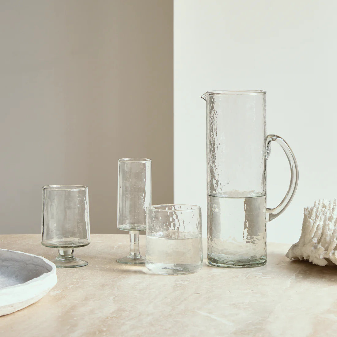 wine glass hammered transparent